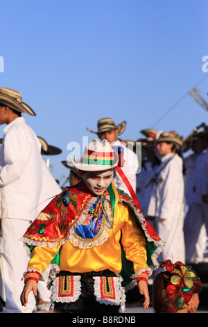 Group of young musicians wearing the traditional suit during the Carnival of Barranquilla, Atlantico,  Colombia, South America Stock Photo