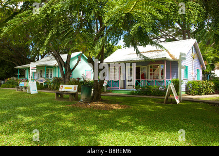 Chattel House Village, Chattel House style gift shops in Holetown, 'West Coast' of Barbados, St. James Parish Stock Photo