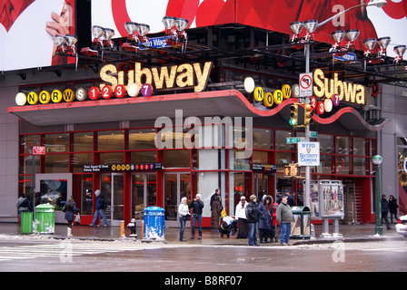 Subway entrance on Times Square in New York Stock Photo
