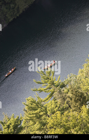 Canoeing on Lake Mohonk Stock Photo