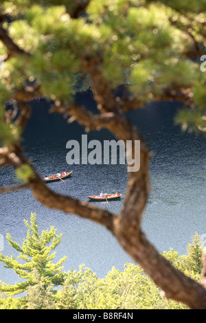 Canoeing on Lake Mohonk Stock Photo