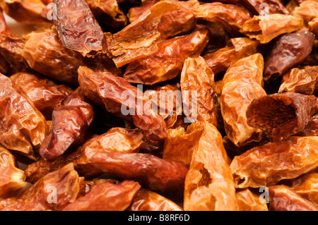 Macro of some dried red peppers Stock Photo