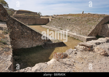 Ancient court for ball game in sacred site Monte Alban in Mexico Stock Photo