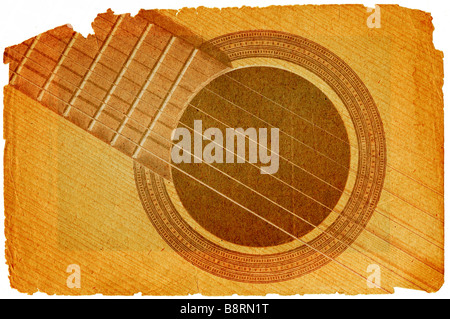 background with acoustic guitar in grunge style Stock Photo