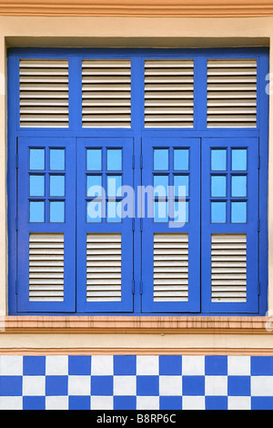 colorful decorative art deco window, Singapore Stock Photo