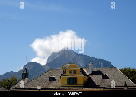 View of mountains near Salzburg in Austria from the Untersberg Mountain. Stock Photo
