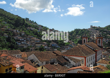A hillside view of Ouro Preto, an historic, colonial gold mining town in the state of Minas Gerais, Brazil Stock Photo