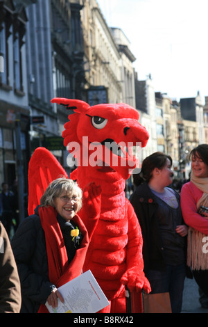 Dragon on St Mary Street St Davids Day parade Cardiff South Glamorgan Stock Photo