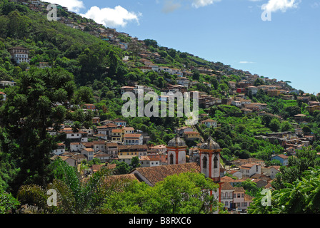 A hillside view of Ouro Preto, an historic, colonial gold mining town in Minas Gerais, Brazil Stock Photo