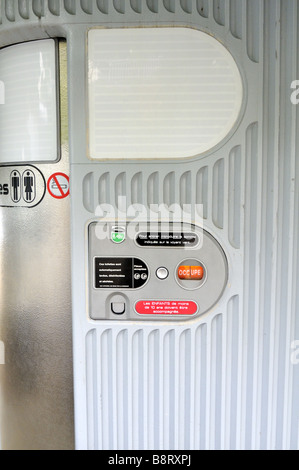 Coin operated unisex public toilet cubicle in Prague Czech Republic ...