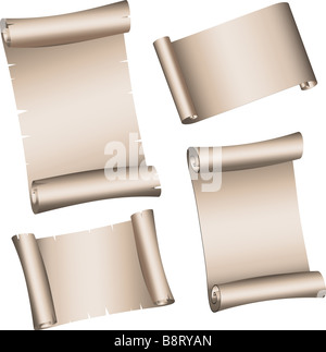 Various designs of parchment scrolls Stock Photo