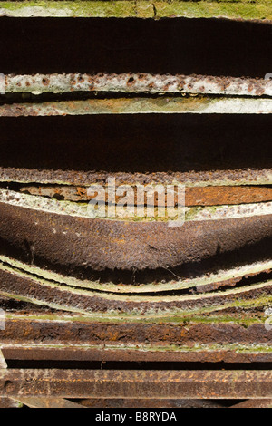 Old rusty metal sheets bended. Stock Photo