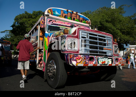 Beautiful 'Diablo Rojo' bus in Panama Stock Photo - Alamy