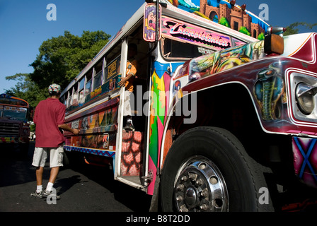 Beautiful 'Diablo Rojo' bus in Panama Stock Photo - Alamy
