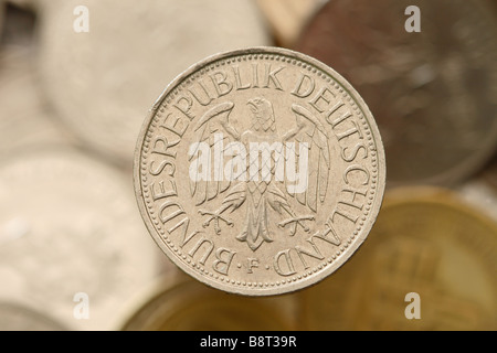 Germany 1 one Deutsche Mark coin money cash coin former currency in Germany Stock Photo