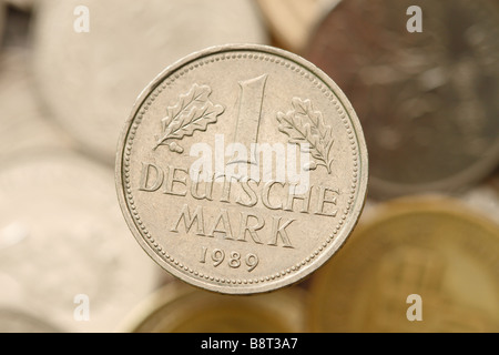 German 1 Deutsche Mark coin money cash former currency of Germany Stock Photo
