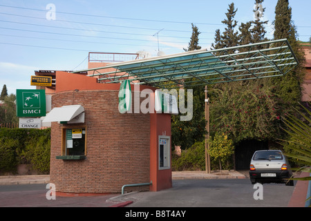 Car at a drive in BMCI bank ATM cashpoint. Morocco North Africa Stock Photo