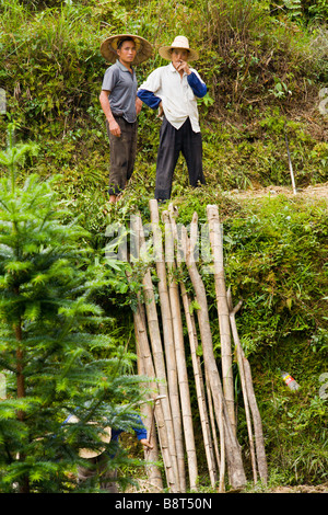 Locals from the Zhuang ethnic minority in Longshen, Guanxi province, China Stock Photo