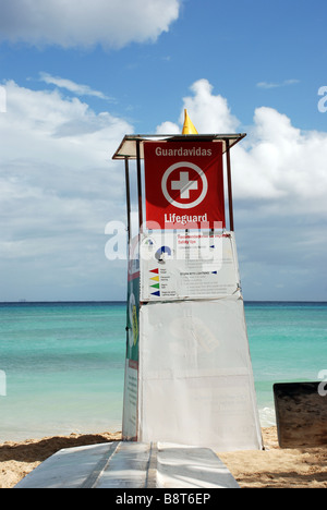 Lifeguard watch tower at a beach in Playa del Carmen Mexico Stock Photo