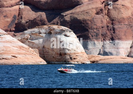 Boat trip on Lake Powell to Rainbow Bridge Stock Photo