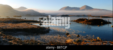 The Blackmount range of mountains over Lochan na h-Achlaise, Rannoch Moor, Highland Region, Scotland, UK Stock Photo