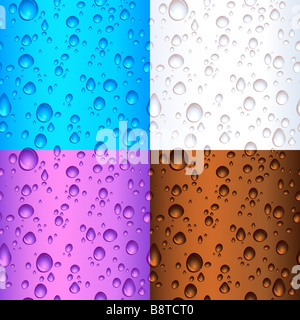 Different coloured seamless tile water drop backgrounds Stock Photo