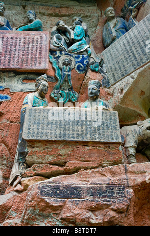 Buddhist 7th century rock carvings in Dazu, Chongqing, China. Stock Photo