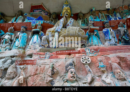 Buddhist 7th century rock carvings in Dazu, Chongqing, China. Stock Photo