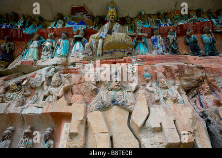 Buddhist 7th century rock carvings in Dazu, Chongqing, China. Stock Photo