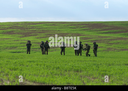 Israeli soldiers from the 35th Brigade also known as the Paratroopers Infantry Brigade at the border with Gaza Strip. Israel Stock Photo