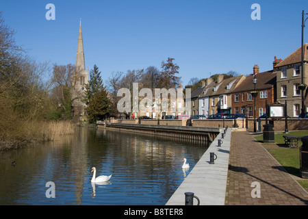 'The Waits' quayside in 'St Ives', Cambridgeshire, England, UK. Stock Photo