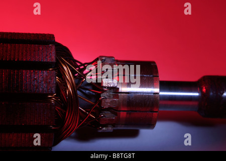 Commutator assembly on DC motor rotor Stock Photo