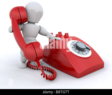 Person talking on retro styled telephone Stock Photo