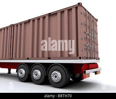 Freight container on back of truck Stock Photo