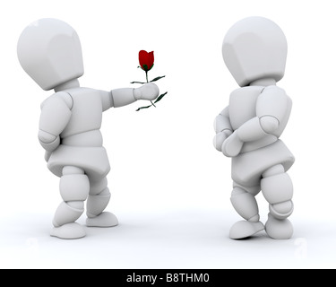 A man giving a rose to his girlfriend Stock Photo