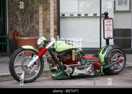 Lowrider motorcycle parked in Ybor City Tampa Florida USA Stock Photo