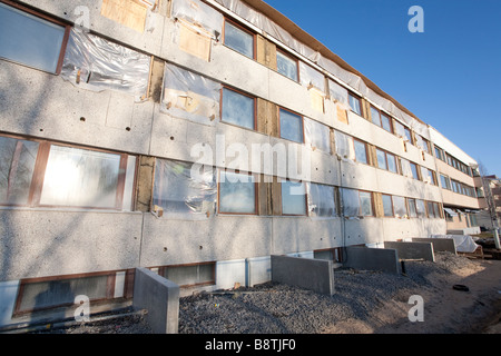 Facade of a renovated block of flats , Finland Stock Photo