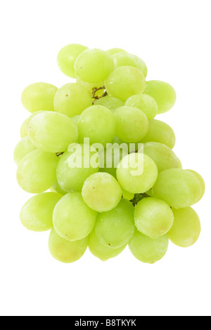 Bunch of green grapes on white background Stock Photo