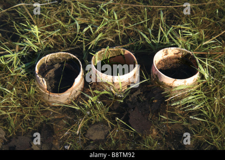 drainage pump pipes tubes in pond Stock Photo