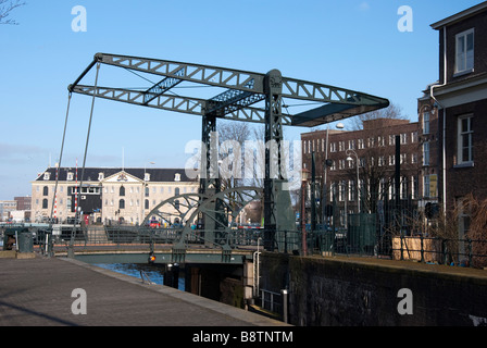 Typical Dutch Single Leaf Drawbridge Amsterdam Stock Photo