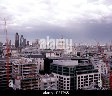 Looking East across London's Sky line, with St Paul's in the Middle of the picture Stock Photo