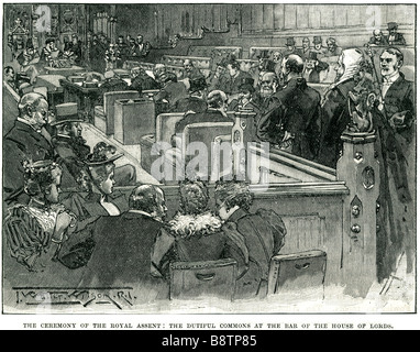 ceremony royal assent dutiful commons bar of the house of lords 1894 Stock Photo