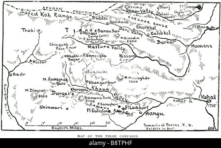 map of the tirah campaign The Tirah Campaign was an Indian frontier war in 1897-98. (The campaign is often referred to in contem Stock Photo