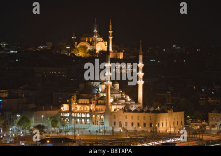 New Mosque Yeni Cami and Nuru Osmaniye Mosque in Background Istanbul Turkey Stock Photo