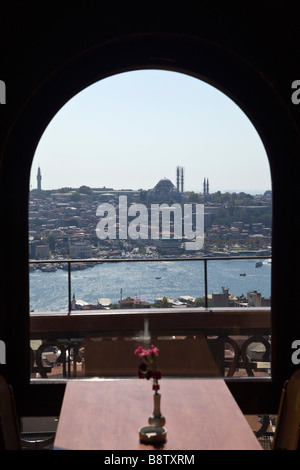 View from Galata Tower to Istanbul Downtown Istanbul Turkey Stock Photo