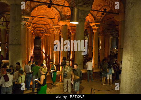 Tourists at Yerebatan Sarayi Cistern Istanbul Turkey Stock Photo