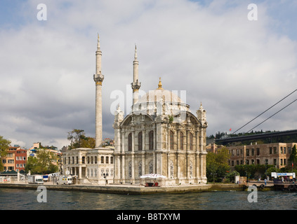 Mosque at Ortakoey near Bosporus Bridge Istanbul Turkey Stock Photo