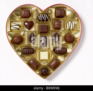 Box of chocolate elevated view Stock Photo
