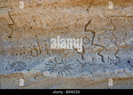 Rock art at Petroglyph Point at Lava Beds National Monument California USA Stock Photo