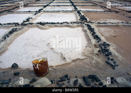 Rusty can on an abandoned saltmine in Lanzarote, Spain. Stock Photo